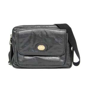 GUCCI Black Leather Messenger Shoulder Bag